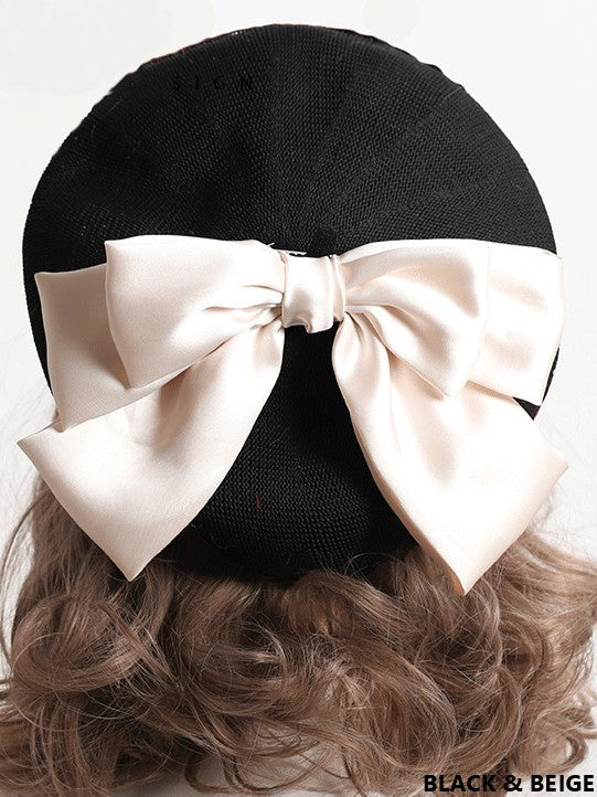 With Bowknot Lolita Color Detachable Options Sweet Beret 18 Large