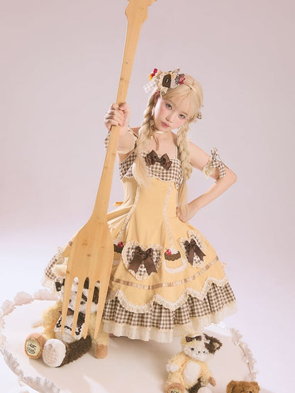 Cake Shape Heart Pompompurin JSK Applique Yellow Lolita Embroidery and Hem
