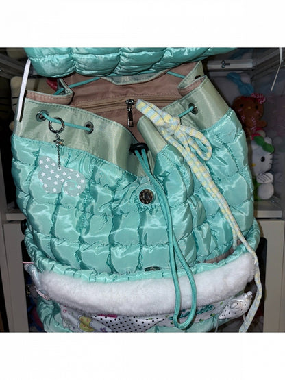Mint Green Vintage Y2K Backpack with Snowman Detail - Black Cherry Sauce