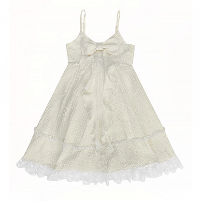 Big Bow Ausschnitt Spitzenrock Apricot Cami Kleid Trim Bubble