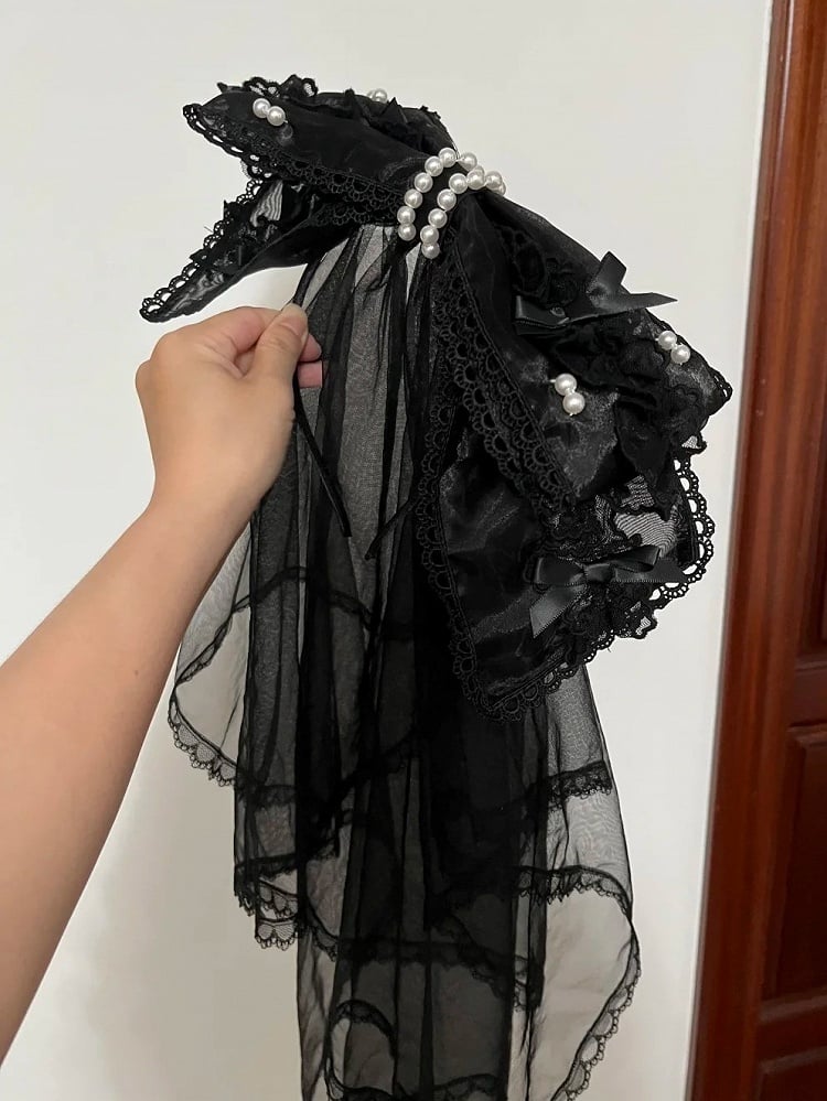 Rosa mit Schleierschleife / Schwarz KC