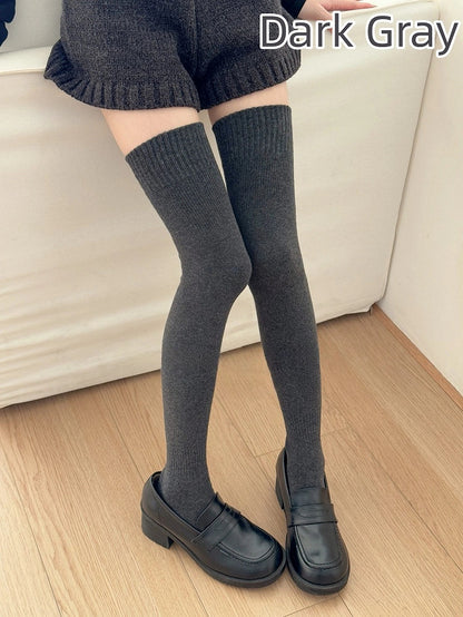 Knit Over-the-Knee Stockings Ribbed