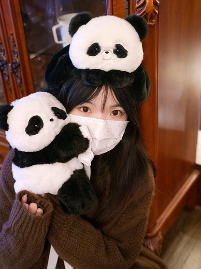 Black And White Cute Panda Plush Hat