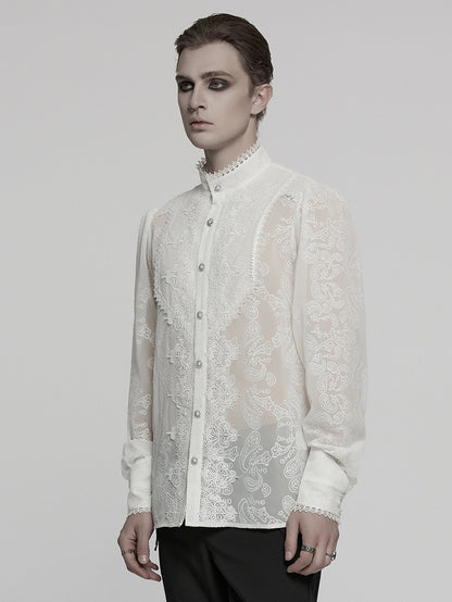 White Men's Romantic Shirt Chiffon