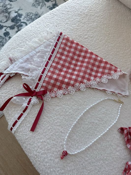 Pink / Red / Black / Blue / Purple Gingham Triangle Scarf