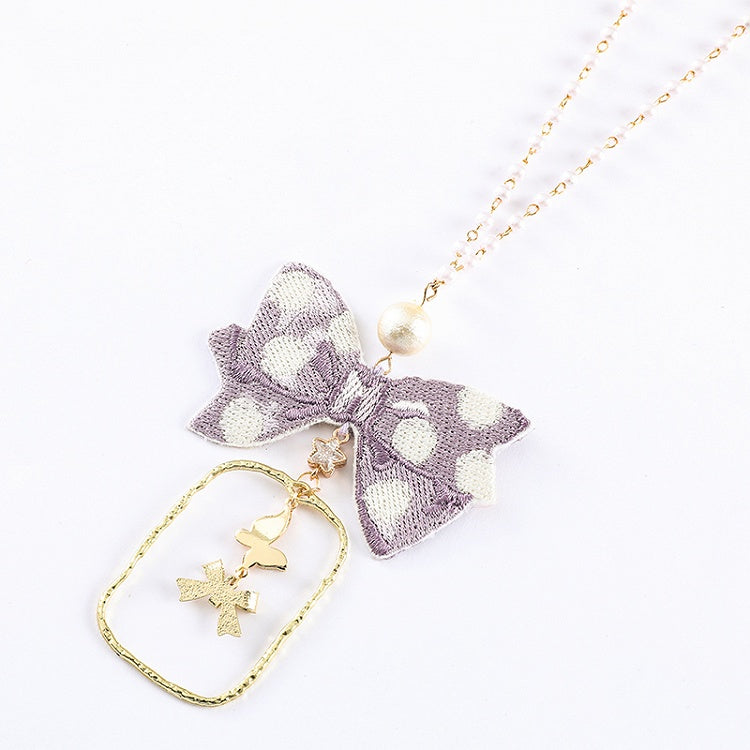 Rosa / Blau / Lila Halskette mit Schleifenanhänger