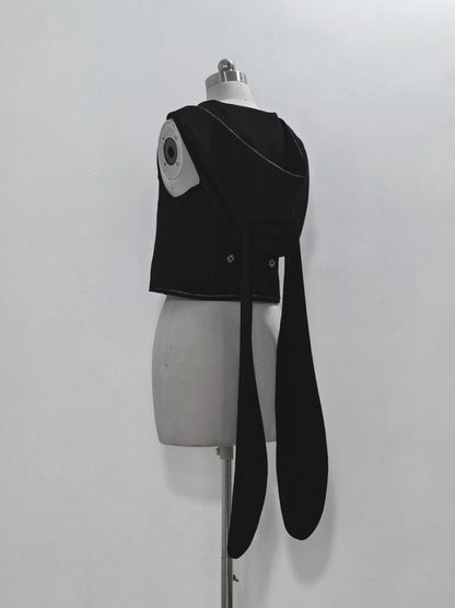 黒の特大ウサギ耳フード付き王子ベスト