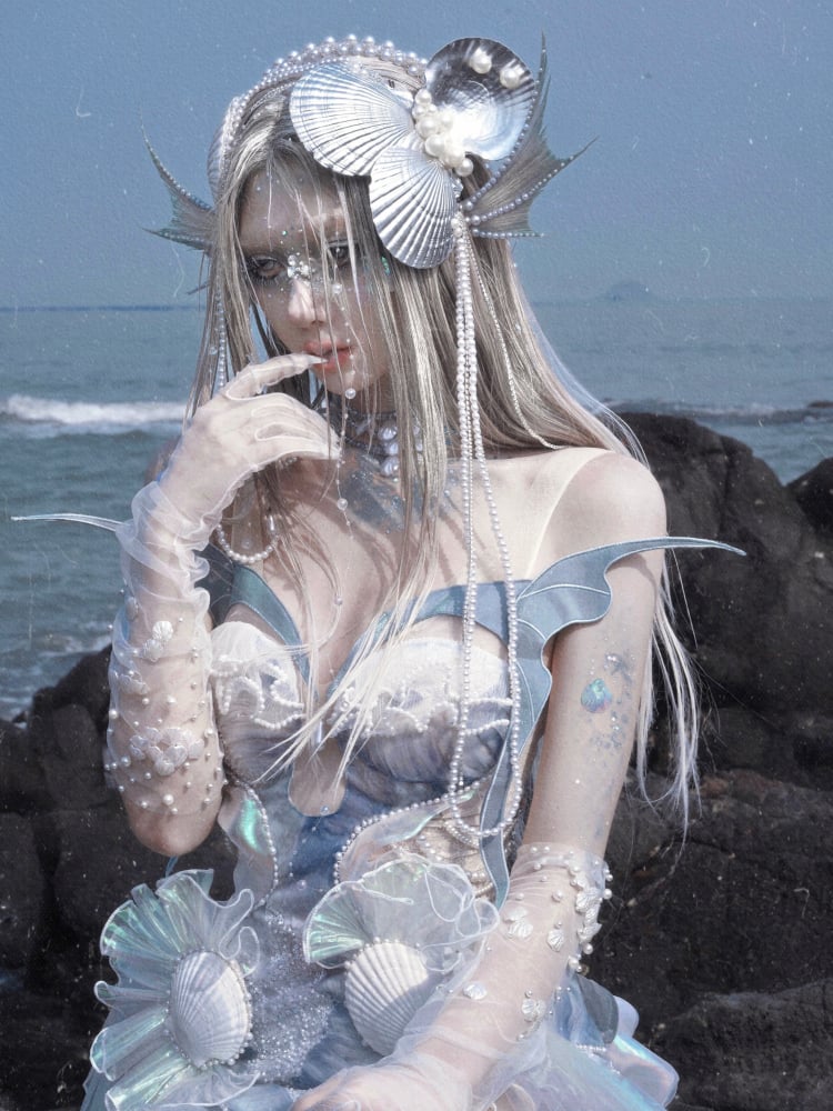 Details Dusty Sequin Goth and Corset Fairy Bead Top Mermaid Blue