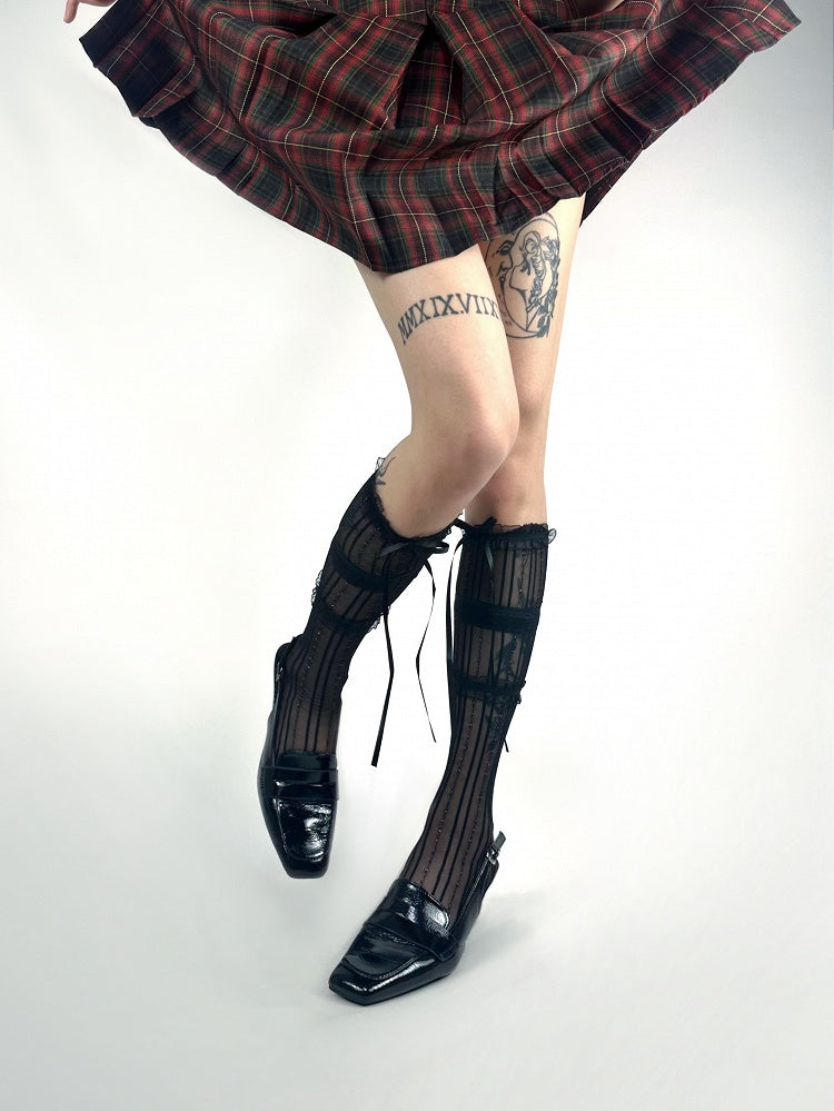 4 with Ruffle Colors Socks Calf Breathable Decoration Lace 3-Layer Bow