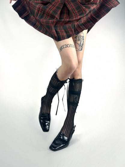 4 with Ruffle Colors Socks Calf Breathable Decoration Lace 3-Layer Bow