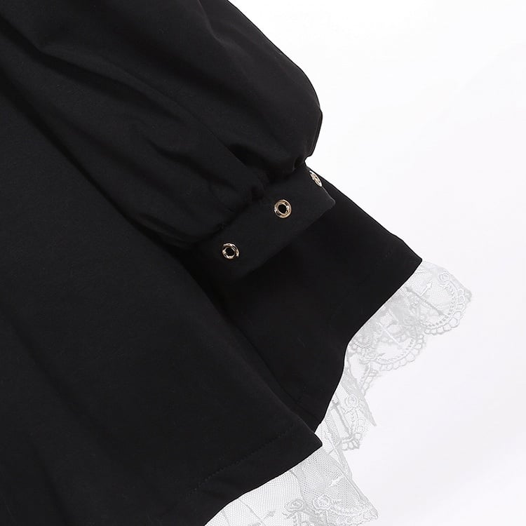 ジライケイ ブラック 取り外し可能な袖 バックルストラップ ウエスト ランドマインスタイル ドレス