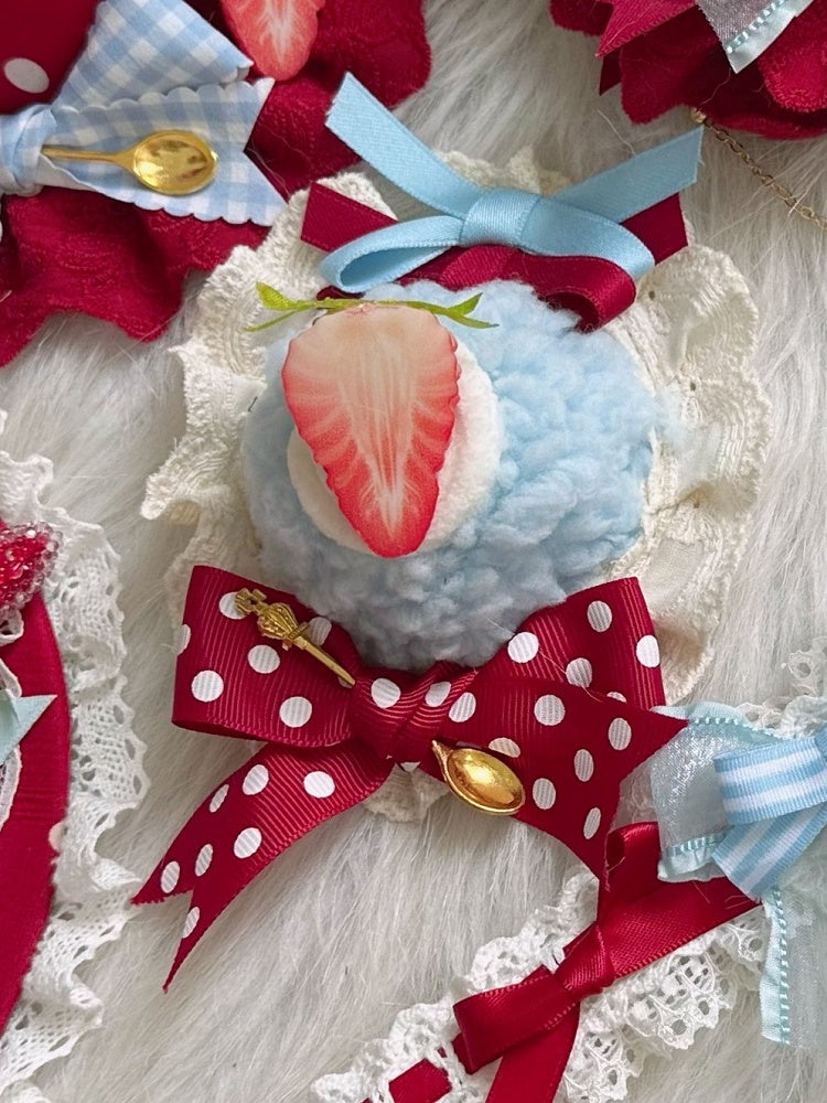 Decoration Mini Cake Lolita With Hat Blue Strawberry Sweet