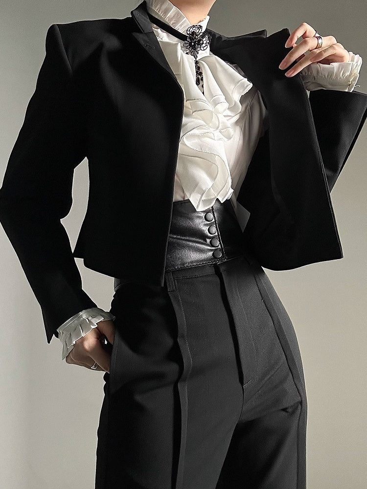 with Lolita PU Snap Ouji Corset Black Buttons Belt