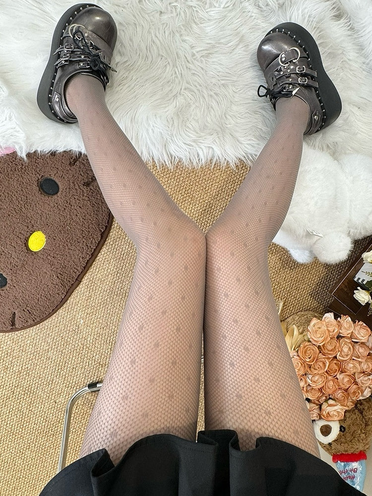 Polka-dot Pattern Purple/White Gray/Black/Dusty Tights