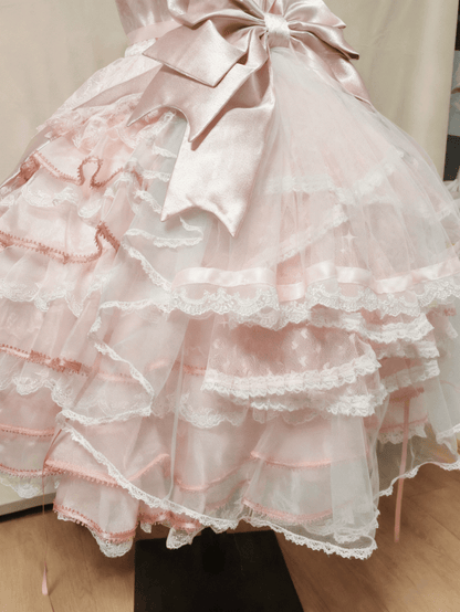 Heart Pink Lace Blue Pattern Hime Train Lolita