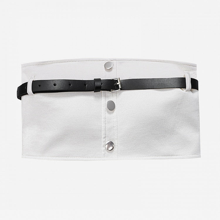 Crop Belt Detachable Tank Punk Built-In Bra with Top White