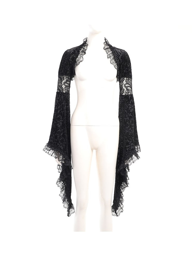 with Halloween Shrug Gothic Black Bell Arm Lace Cutouts Sleeves Embroidered