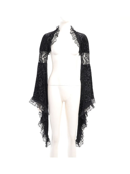 with Halloween Shrug Gothic Black Bell Arm Lace Cutouts Sleeves Embroidered