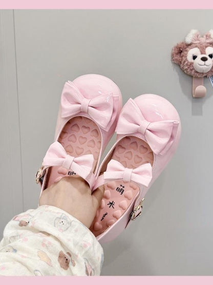 Toe Low - PU Leather Pink Lolita Mary Round with Janes Sweet Heel
