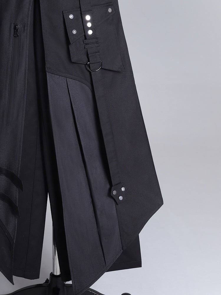 Foldover Apron Belt Buckle + Straps Black Waist Techwear