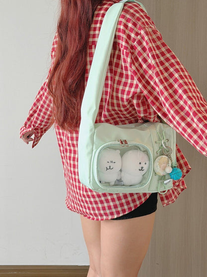 Transparent Pocket Ita Bag with Wide Straps