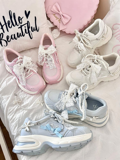 Blue Sweet Decorative Lolita Platform Shoes Bows -