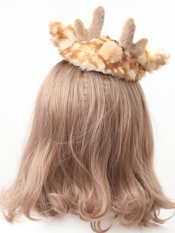 Hat Reindeer Christmas Lolita Plush Light-up Antler