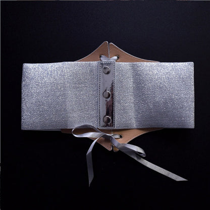 サイバーパンク ロリータ シルバー レースアップ コルセット ベルト