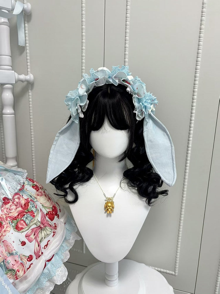 Lolita Blau Pink Gelb Weiß / Haarband Hasenohren