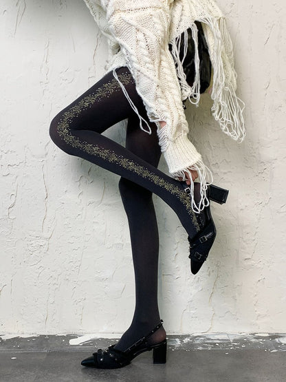 Gothic Schwarze Y2K Jacquard Strumpfhose