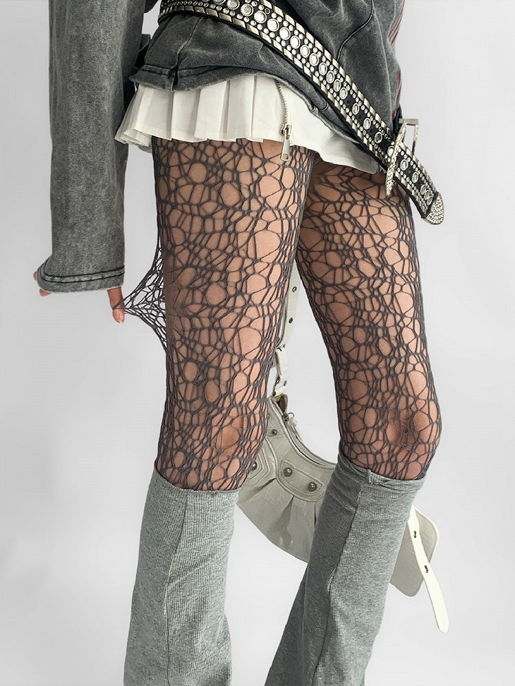 4 Fishnet with Cutout Asymmetric Tights Colors Design