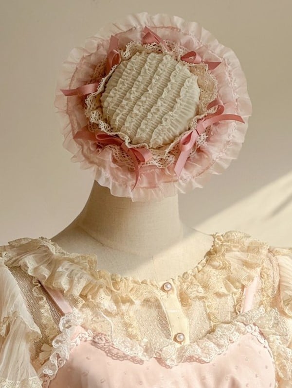 Süßer Minihut Lolita Pink mit Spitzenschleifen