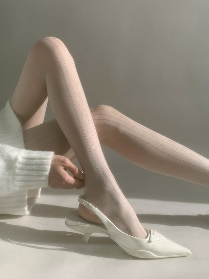 Sheer Pinstripe Pantyhose Sparkly