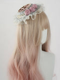 Blue Lolita Woven Design Flower Hat Mini Accents with Pink Sweet