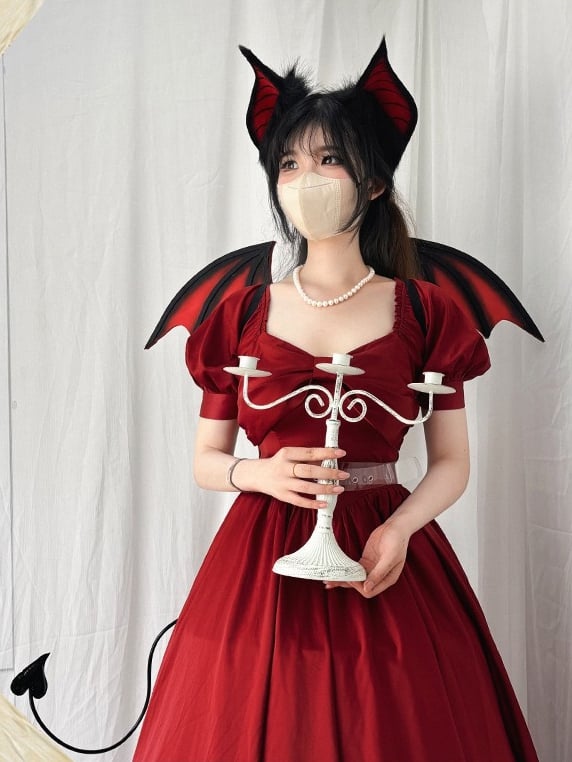 Ear KC Plush BlackRed/Gray/Purple Bat Halloween