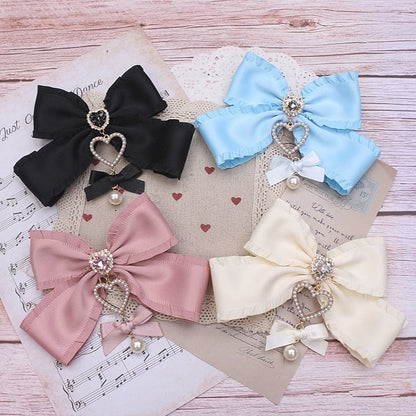 5 Color Charm Bowknot Pearl Options Kei Hairclip Heart Jirai