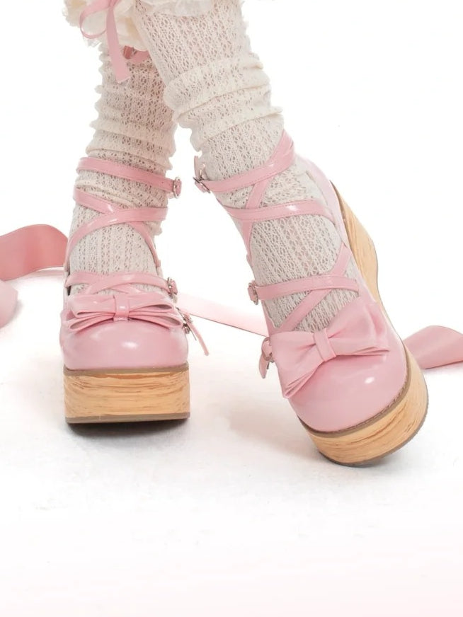 Lolita Toe Shoes Platform Round Sweet - Pink Peach