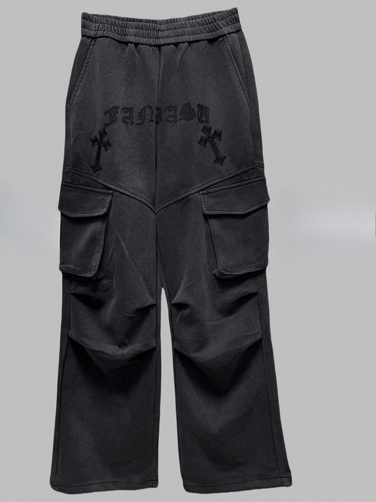 mit dunkler Design-Waschung Hose Faded Punk Grey