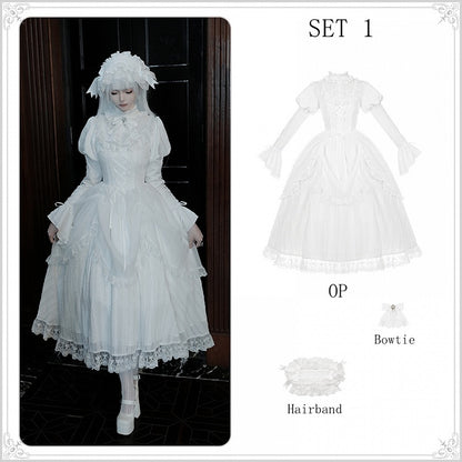 Gothic Neckline Ruffle Dress Juliette White Sleeves Set Lolita OP