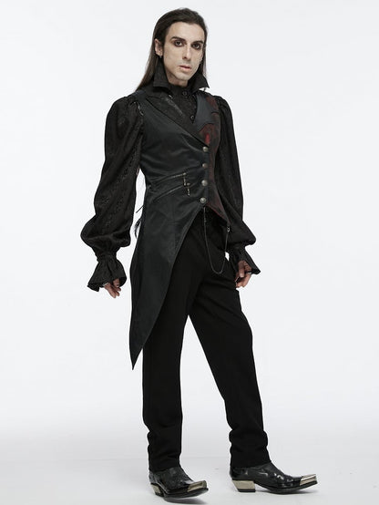 Asymmetrical Gothic Design Black Vest Men's
