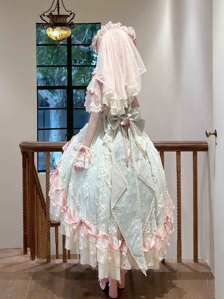 Corset Pink Skirt Hanayome and Waist Dress Layered Green High-low Lolita with