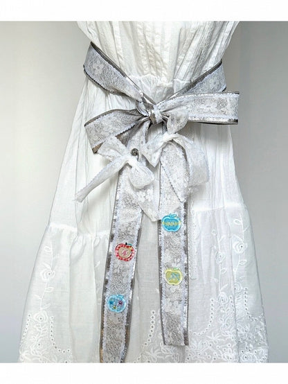 Kawaii Scarf with Bow Accent and Lace Patchwork - freetrader