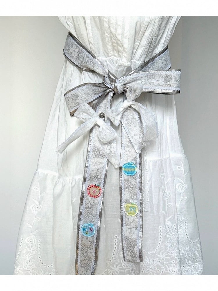 Charming Bow-Accented Scarf with Lace Patchwork - freetrader