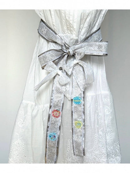 Charming Bow-Accented Scarf with Lace Patchwork - freetrader