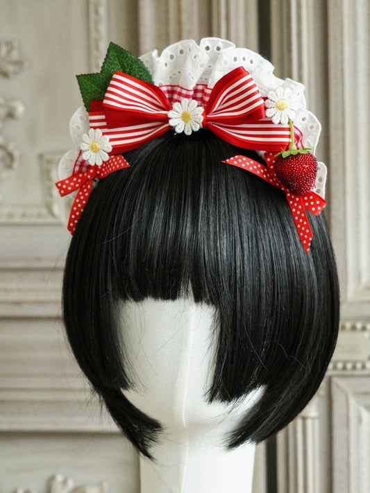 and KC Red Striped Strawberry Daisy Decorations with White Bow