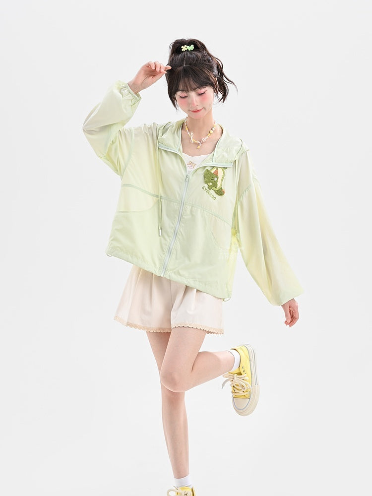 Beige Baumwollshorts mit Spitzenbesatz