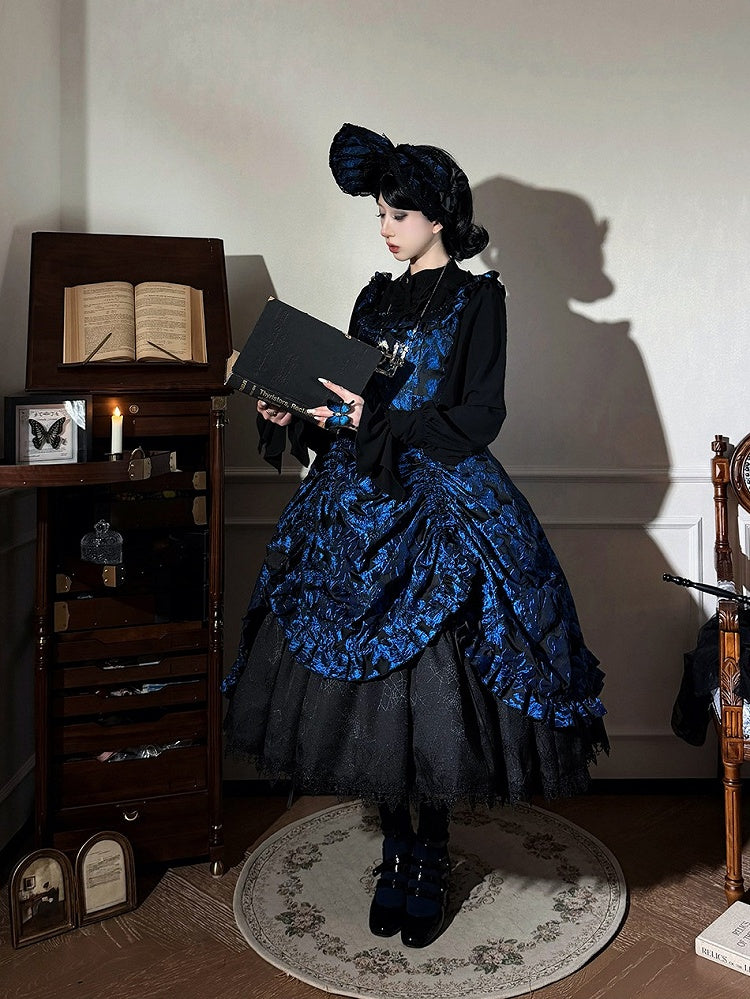 Dark Blue Ruffled JSK Gothic Lily - Miss Point