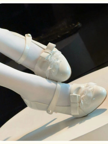 Mary White with Heels PU Leather Lolita Style Sweet Jane -