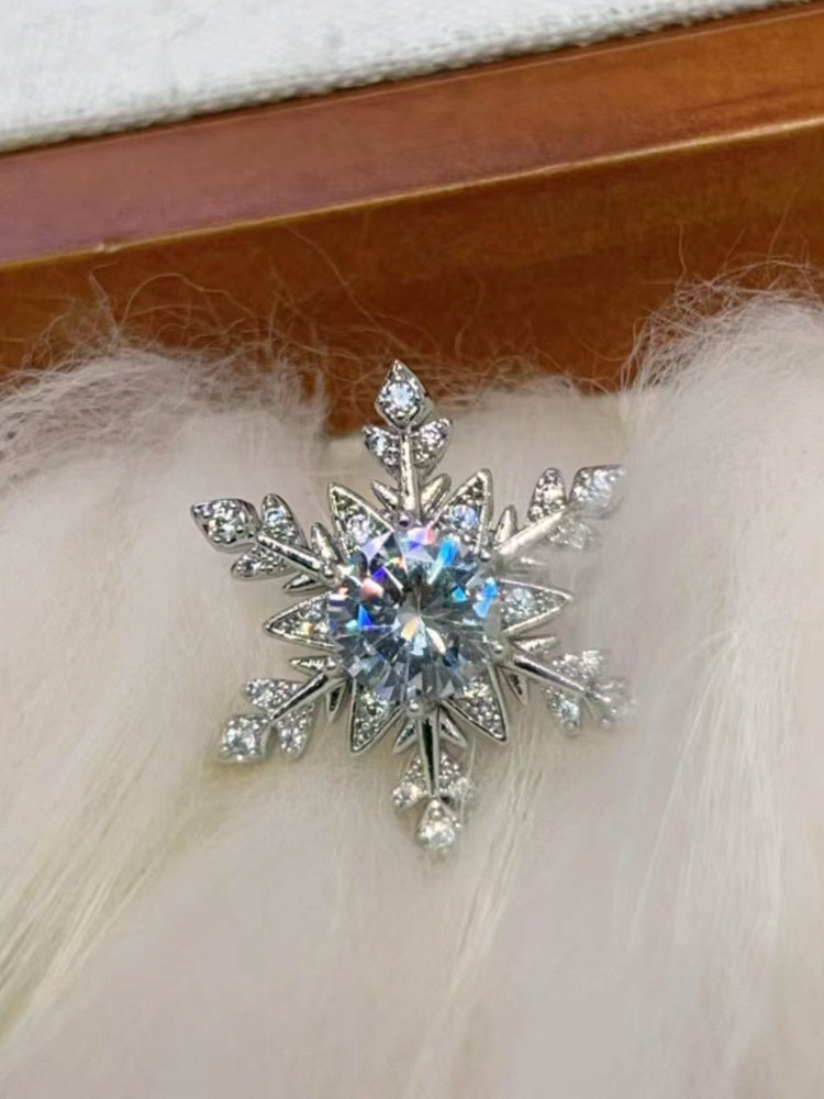 White Rhinestone Snowflake-shaped Ear Clip