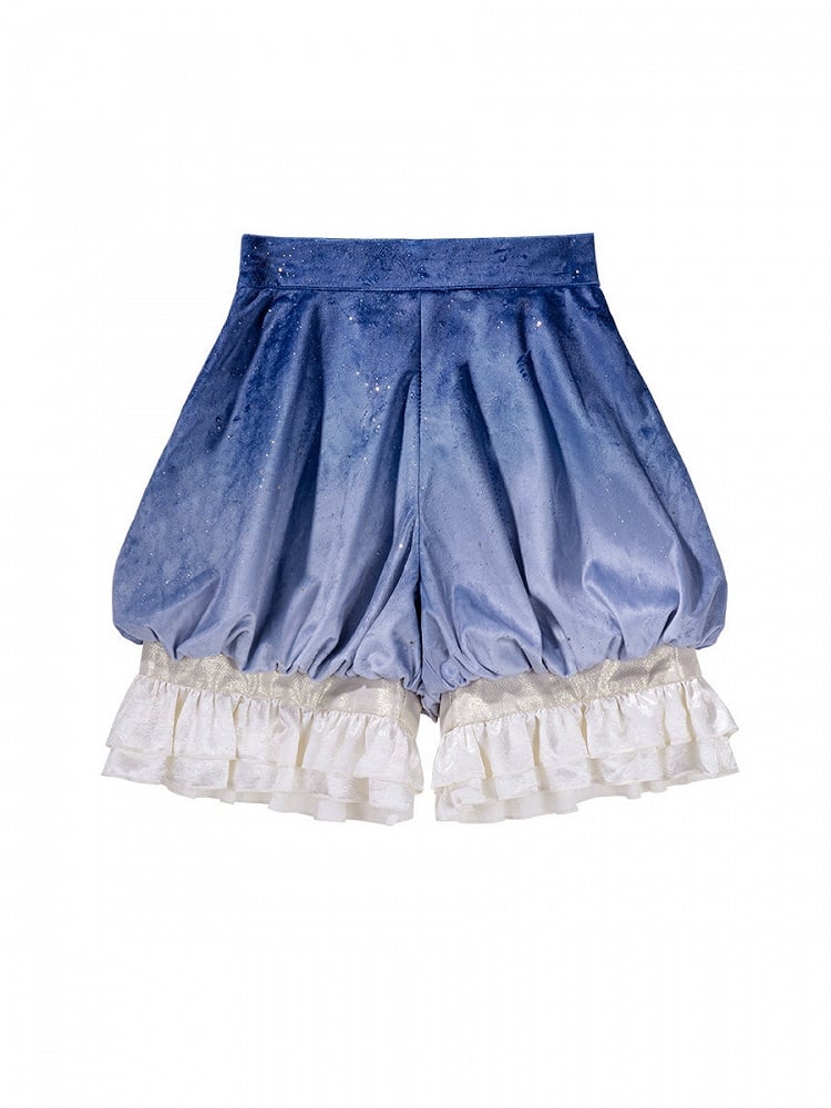 Ouji Accents Velvet Star Shimmering + Top Bloomer Shorts with Lolita Blue Split-Tail